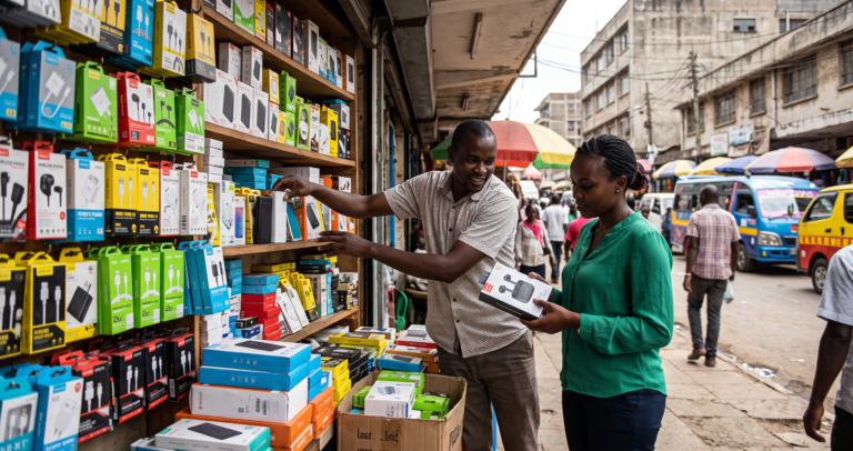 River Road electronics stall in Nairobi CBD