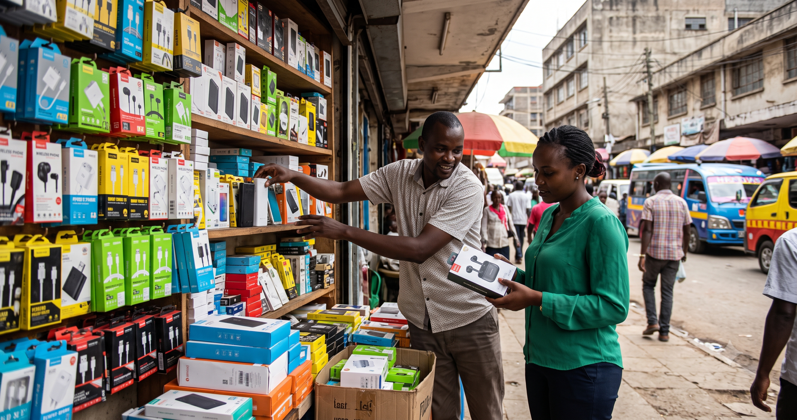 River Road electronics stall in Nairobi CBD